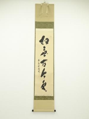 前大徳　福本積應筆　「松無古今色」一行書　肉筆紙本掛軸（共箱）